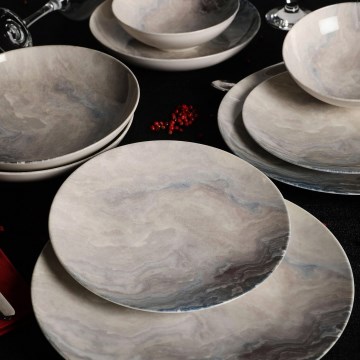 Jídelní sada 24 ks hnědá/porcelán
