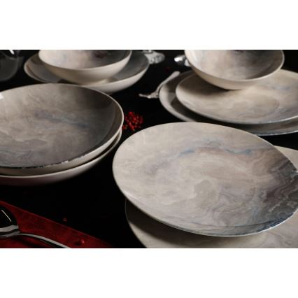 Jídelní sada 24 ks hnědá/porcelán