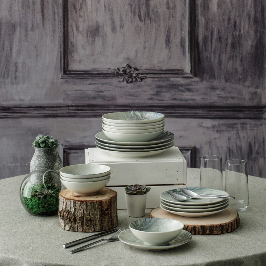 Jídelní sada 24 ks hnědá/porcelán