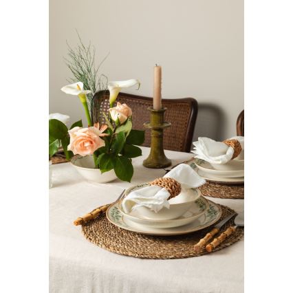 Jídelní sada 24 ks krémová/béžová/zelená/porcelán