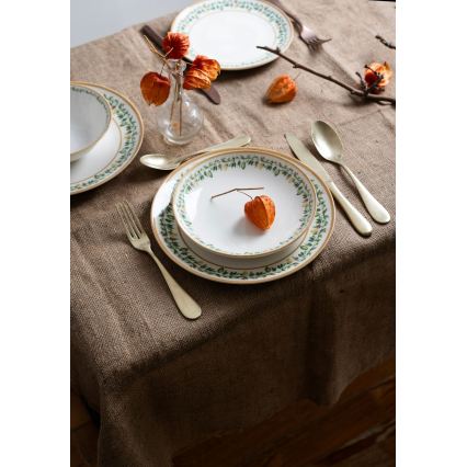 Jídelní sada 24 ks krémová/béžová/zelená/porcelán