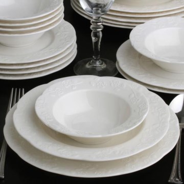 Jídelní sada 24 ks krémová/porcelán