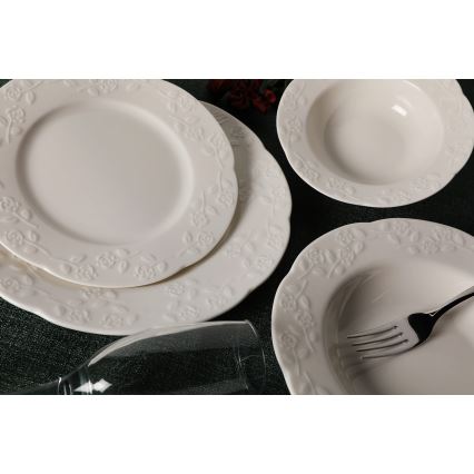 Jídelní sada 24 ks krémová/porcelán