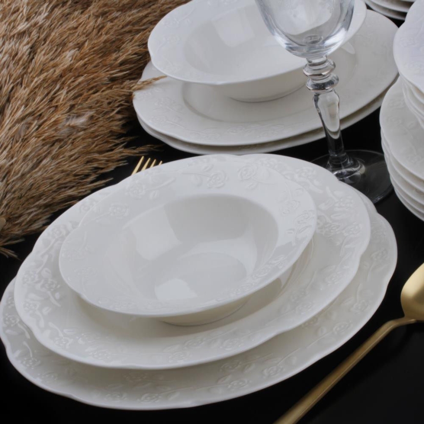 Jídelní sada 24 ks krémová/porcelán
