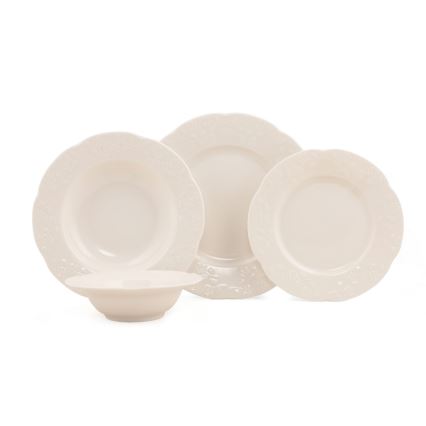 Jídelní sada 24 ks krémová/porcelán