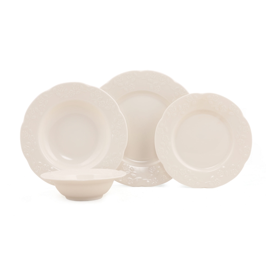 Jídelní sada 24 ks krémová/porcelán