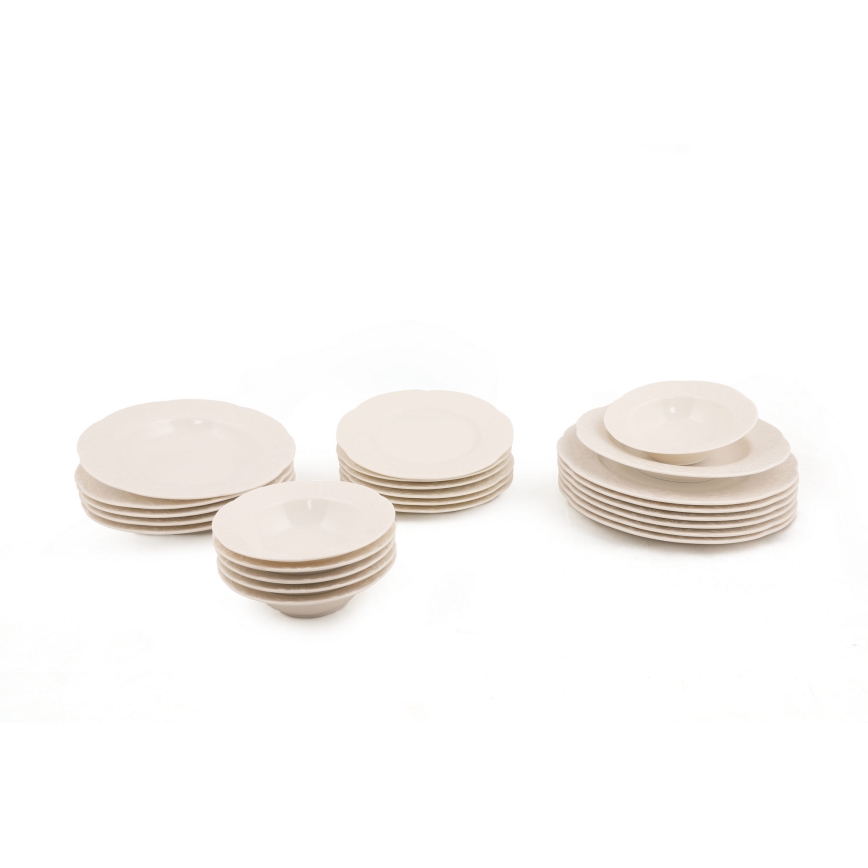 Jídelní sada 24 ks krémová/porcelán