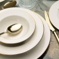 Jídelní sada 24 ks krémová/zlatá/porcelán