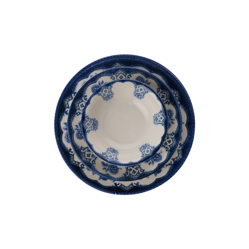 Jídelní sada 24 ks modrá/bílá/porcelán