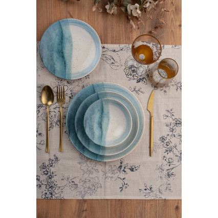 Jídelní sada 24 ks modrá/krémová/porcelán