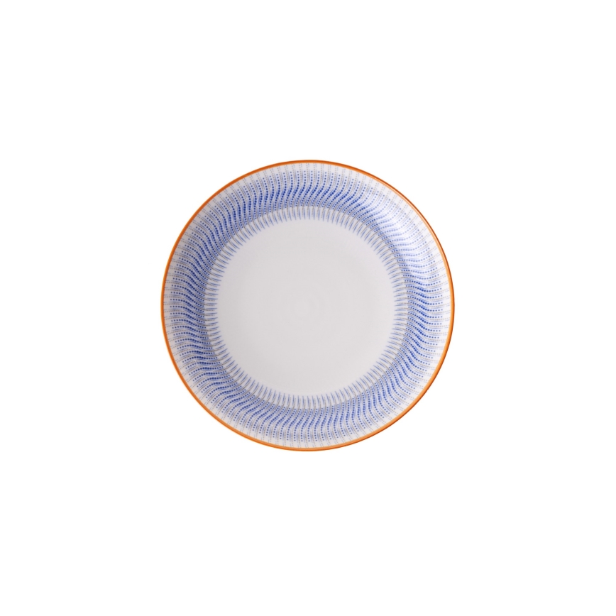 Jídelní sada 24 ks modrá/oranžová/porcelán