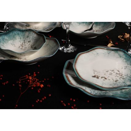 Jídelní sada 24 ks modrá/porcelán