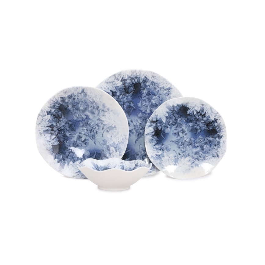 Jídelní sada 24 ks modrá/porcelán