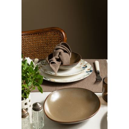 Jídelní sada 24 ks pestrobarevná/hnědá/porcelán