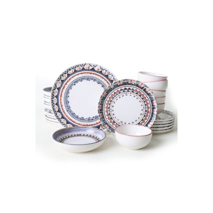 Jídelní sada 24 ks pestrobarevná/kamenina