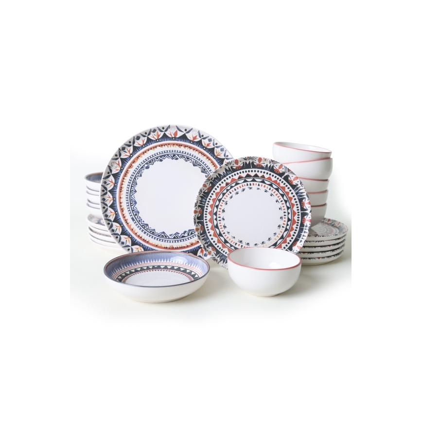 Jídelní sada 24 ks pestrobarevná/kamenina