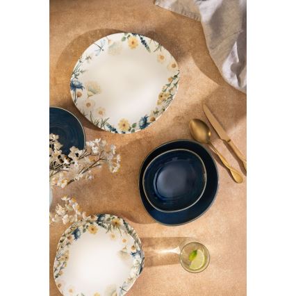 Jídelní sada 24 ks pestrobarevná/modrá/porcelán