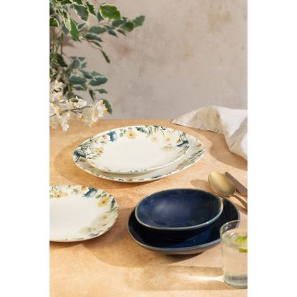Jídelní sada 24 ks pestrobarevná/modrá/porcelán