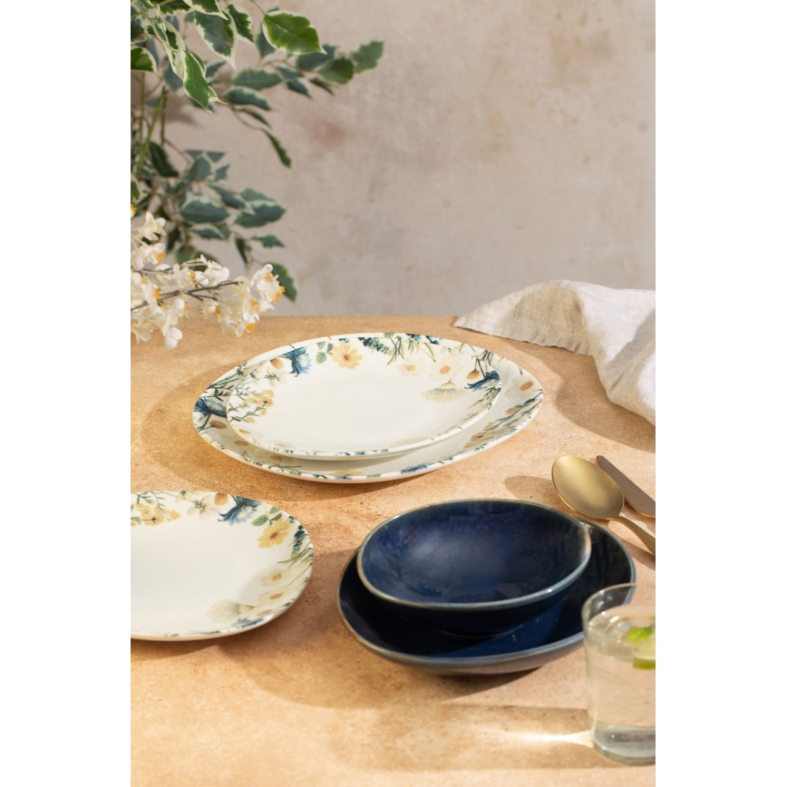 Jídelní sada 24 ks pestrobarevná/modrá/porcelán