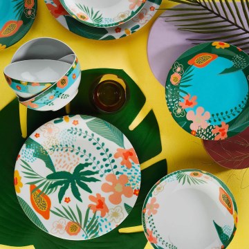 Jídelní sada 24 ks pestrobarevná/porcelán