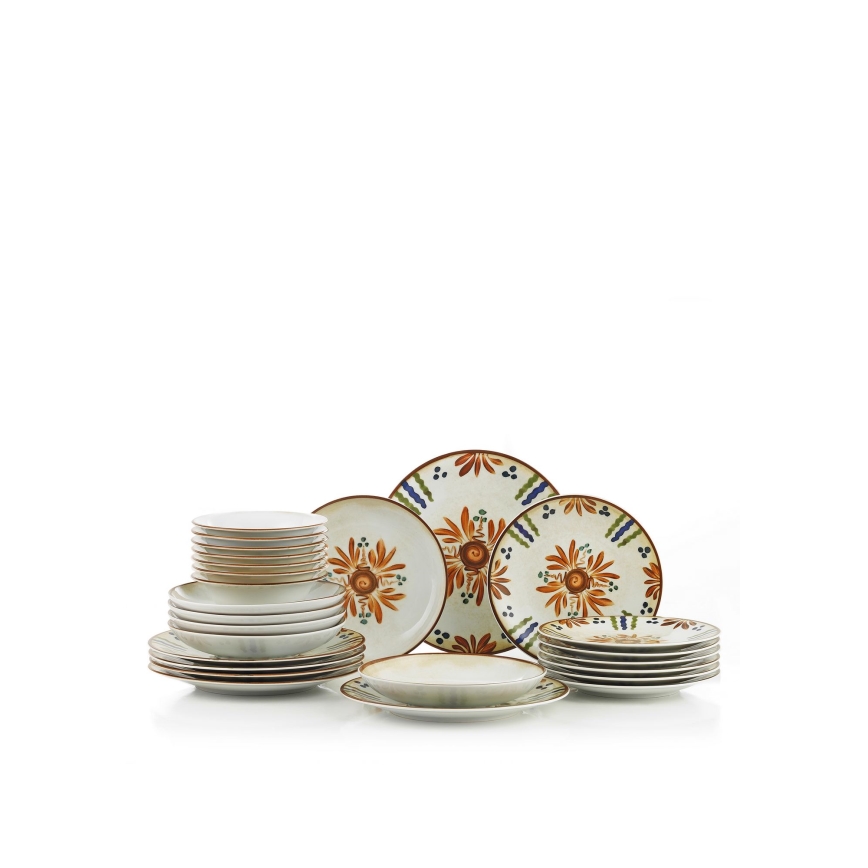 Jídelní sada 24 ks pestrobarevná/porcelán