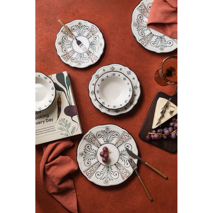 Jídelní sada 24 ks pestrobarevná/porcelán