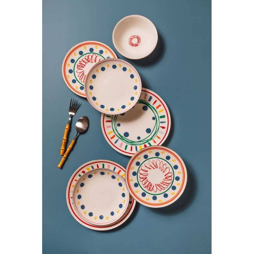 Jídelní sada 24 ks pestrobarevná/porcelán