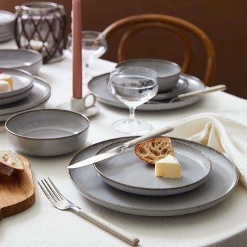 Jídelní sada 24 ks šedá/porcelán