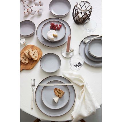 Jídelní sada 24 ks šedá/porcelán