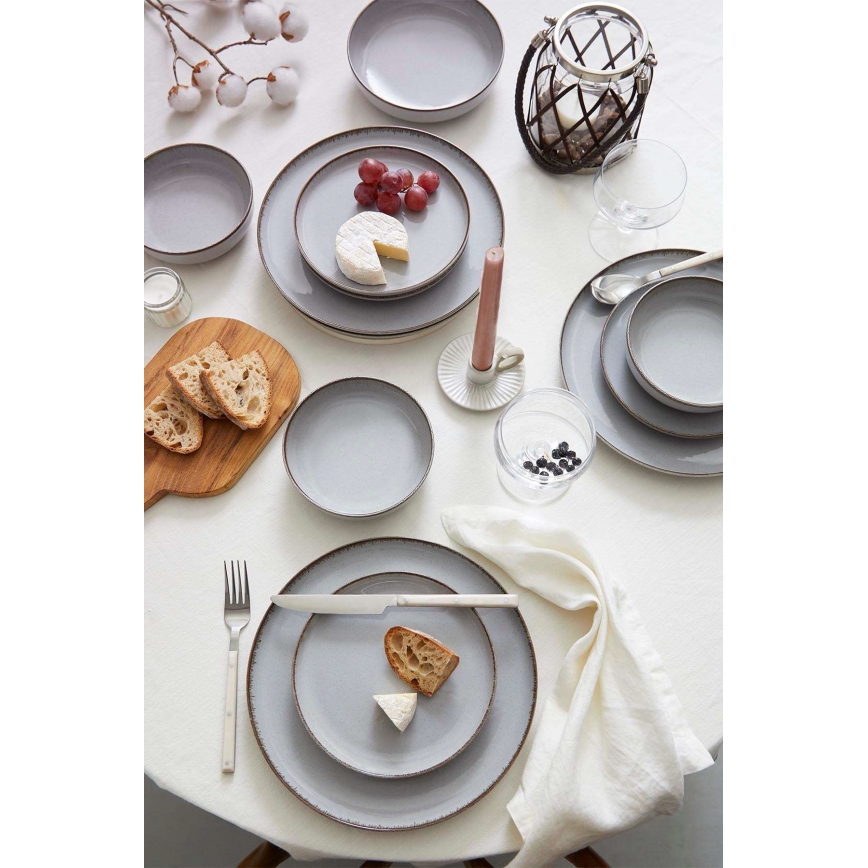 Jídelní sada 24 ks šedá/porcelán