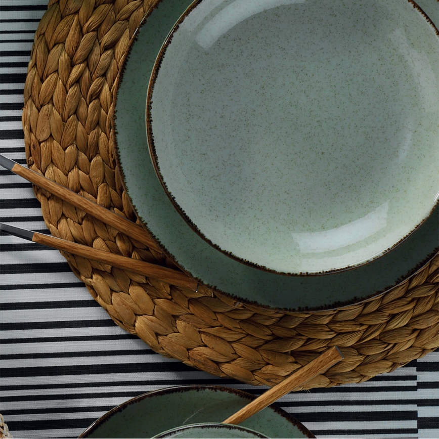 Jídelní sada 24 ks zelená/porcelán