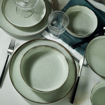 Jídelní sada 24 ks zelená/porcelán