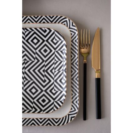 Jídelní sada 26 ks bílá/černá/porcelán