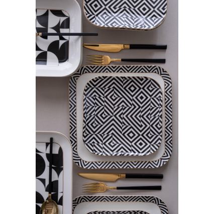 Jídelní sada 26 ks bílá/černá/porcelán