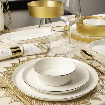 Jídelní sada 26 ks bílá/zlatá/porcelán