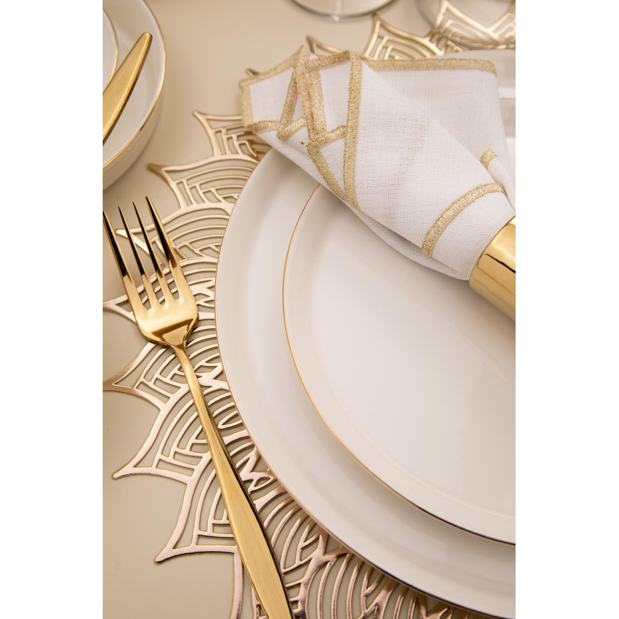 Jídelní sada 26 ks bílá/zlatá/porcelán