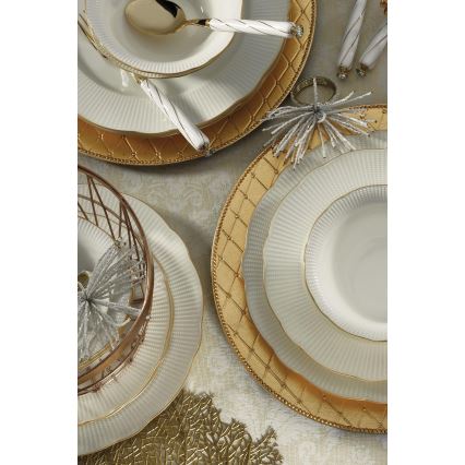 Jídelní sada 26 ks bílá/zlatá/porcelán