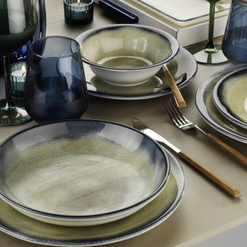 Jídelní sada 26 ks modrá/hnědá/porcelán