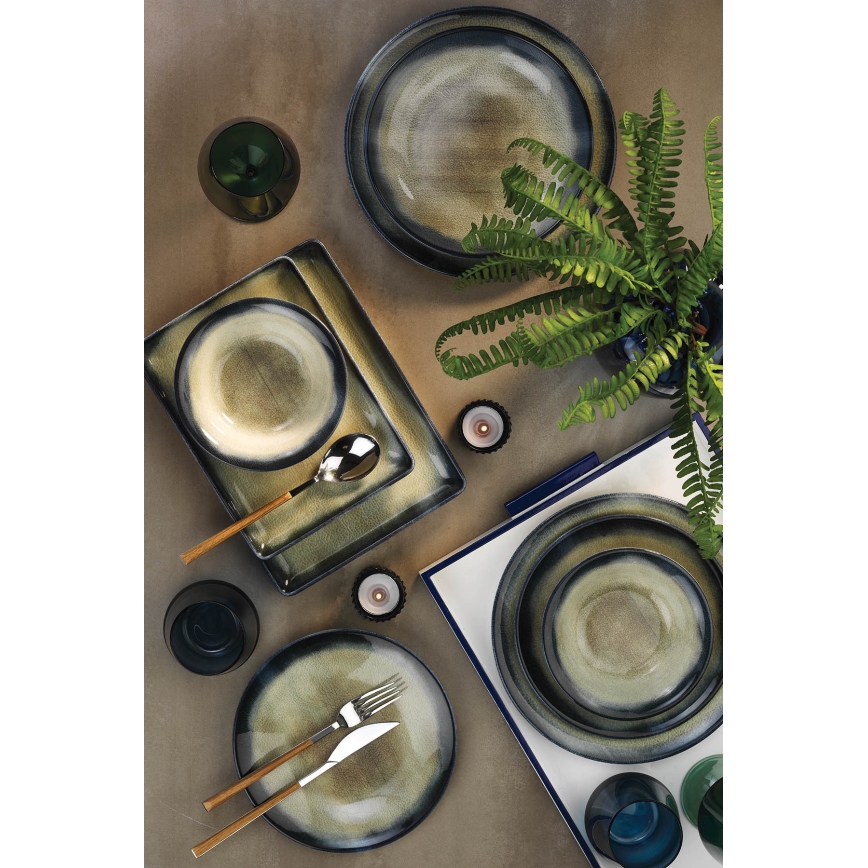 Jídelní sada 26 ks modrá/hnědá/porcelán