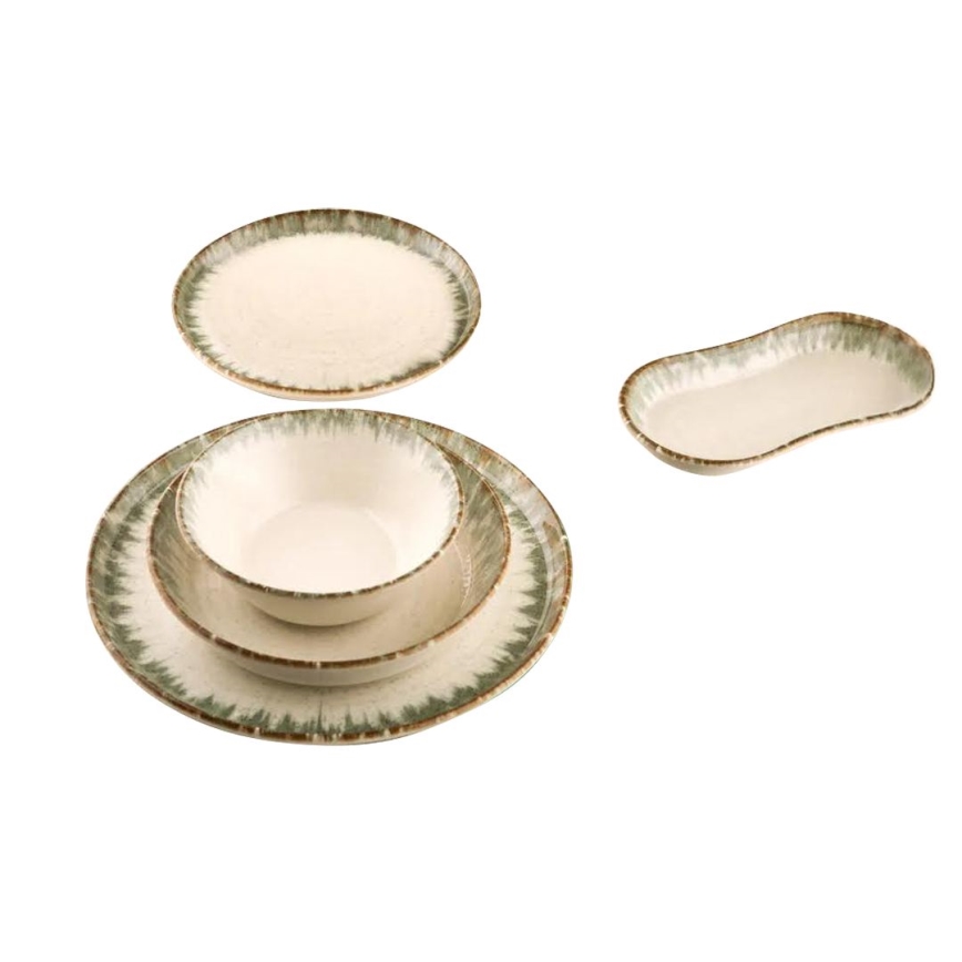 Jídelní sada 27 ks béžová/hnědá/porcelán