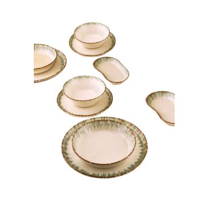 Jídelní sada 27 ks béžová/hnědá/porcelán