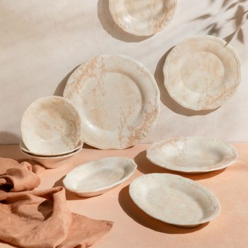 Jídelní sada 27 ks béžová/porcelán