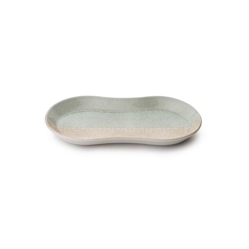 Jídelní sada 27 ks béžová/zelená/porcelán