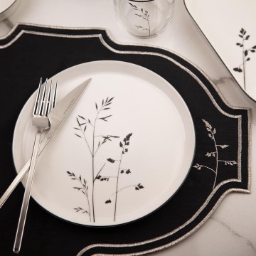 Jídelní sada 27 ks bílá/černá/porcelán