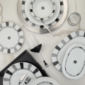 Jídelní sada 27 ks bílá/šedá/porcelán