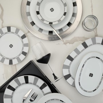 Jídelní sada 27 ks bílá/šedá/porcelán