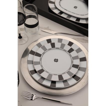 Jídelní sada 27 ks bílá/šedá/porcelán