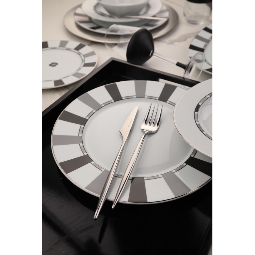 Jídelní sada 27 ks bílá/šedá/porcelán