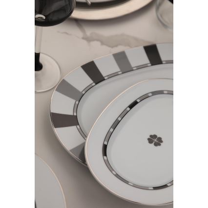 Jídelní sada 27 ks bílá/šedá/porcelán