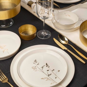 Jídelní sada 27 ks bílá/zlatá/porcelán